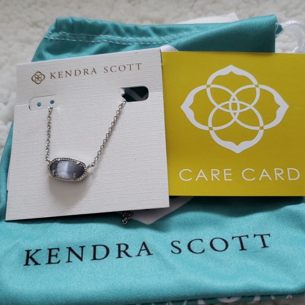 Kendra Scott silver necklace with gray stone